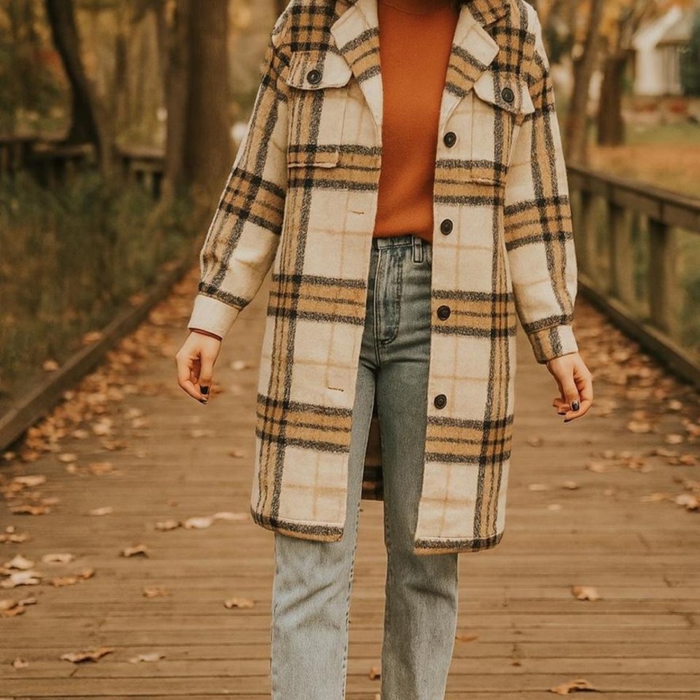 Old Navy Plaid Longline Coat